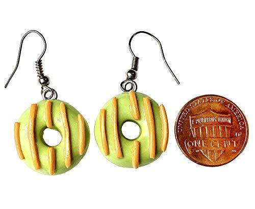 Handmade Doughnut Earrings Food Miniature Donut Earring in RANDOM COLOR Giftbox - Green Line