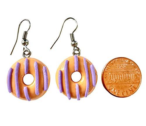 Handmade Doughnut Earrings Food Miniature Donut Earring in RANDOM COLOR Giftbox - Orange Line