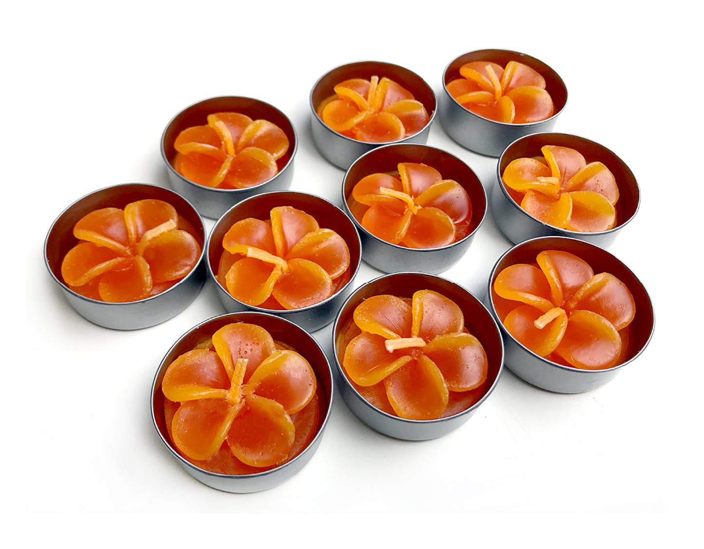 Plumeria Hawaiian Flower Set of 10 Tealight Candles (Orange)