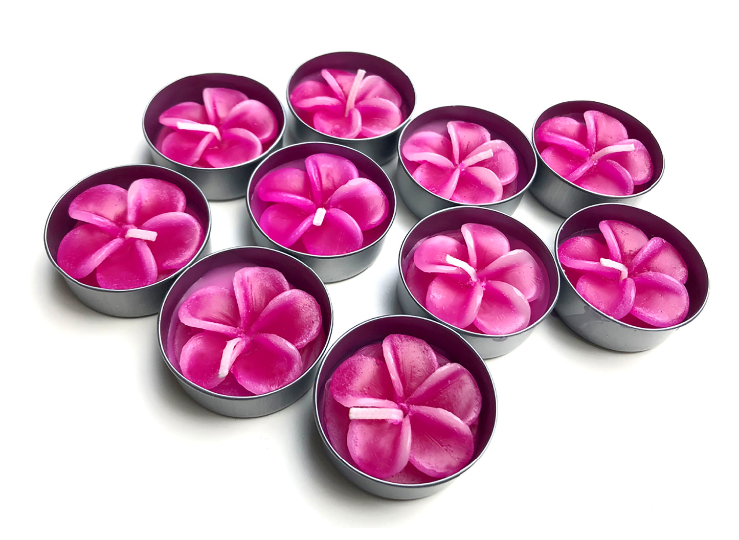 Plumeria Hawaiian Flower Set of 10 Tealight Candles (PINK)
