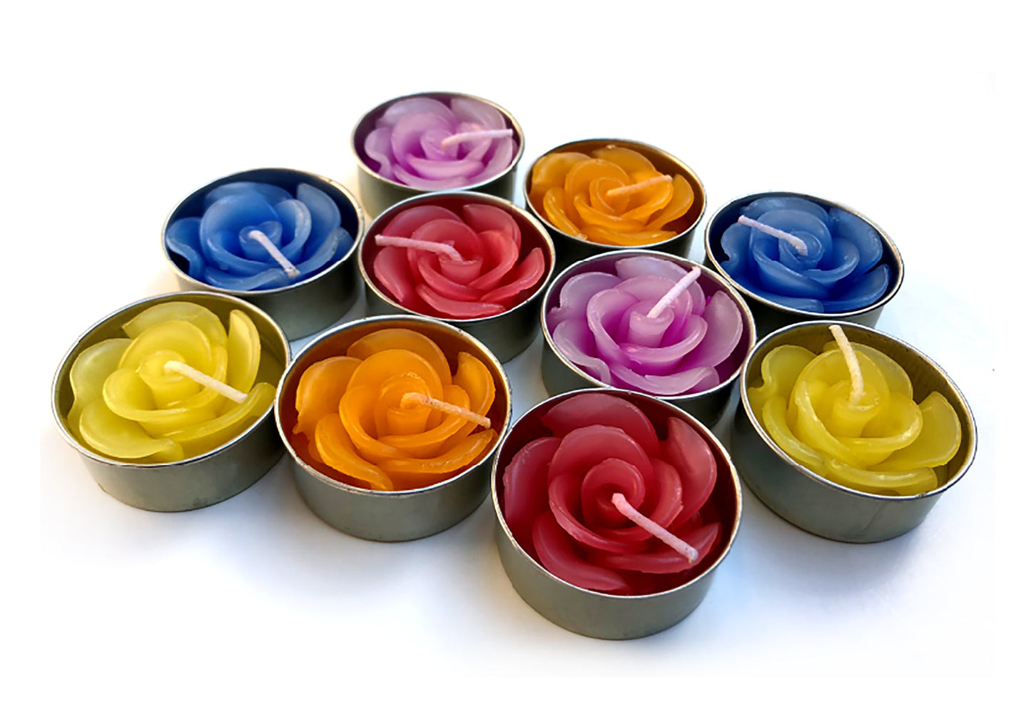 ROSA Flower Set of 10 Tealight Candles (RED)