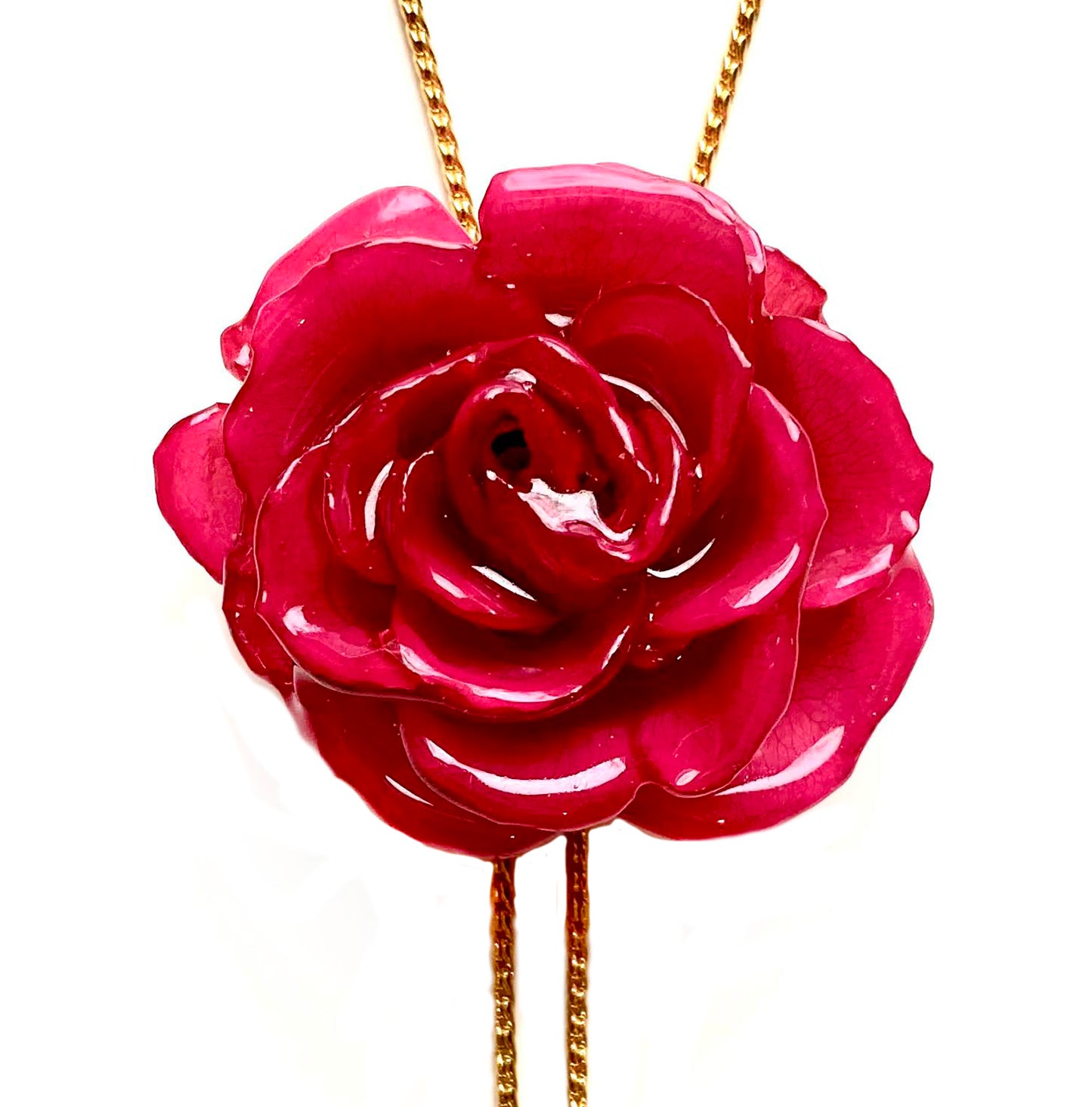 Mini Rose Mini 1.5-2.25 inch Pendant Necklace 18 inch Gold Plated 24K (Pink)