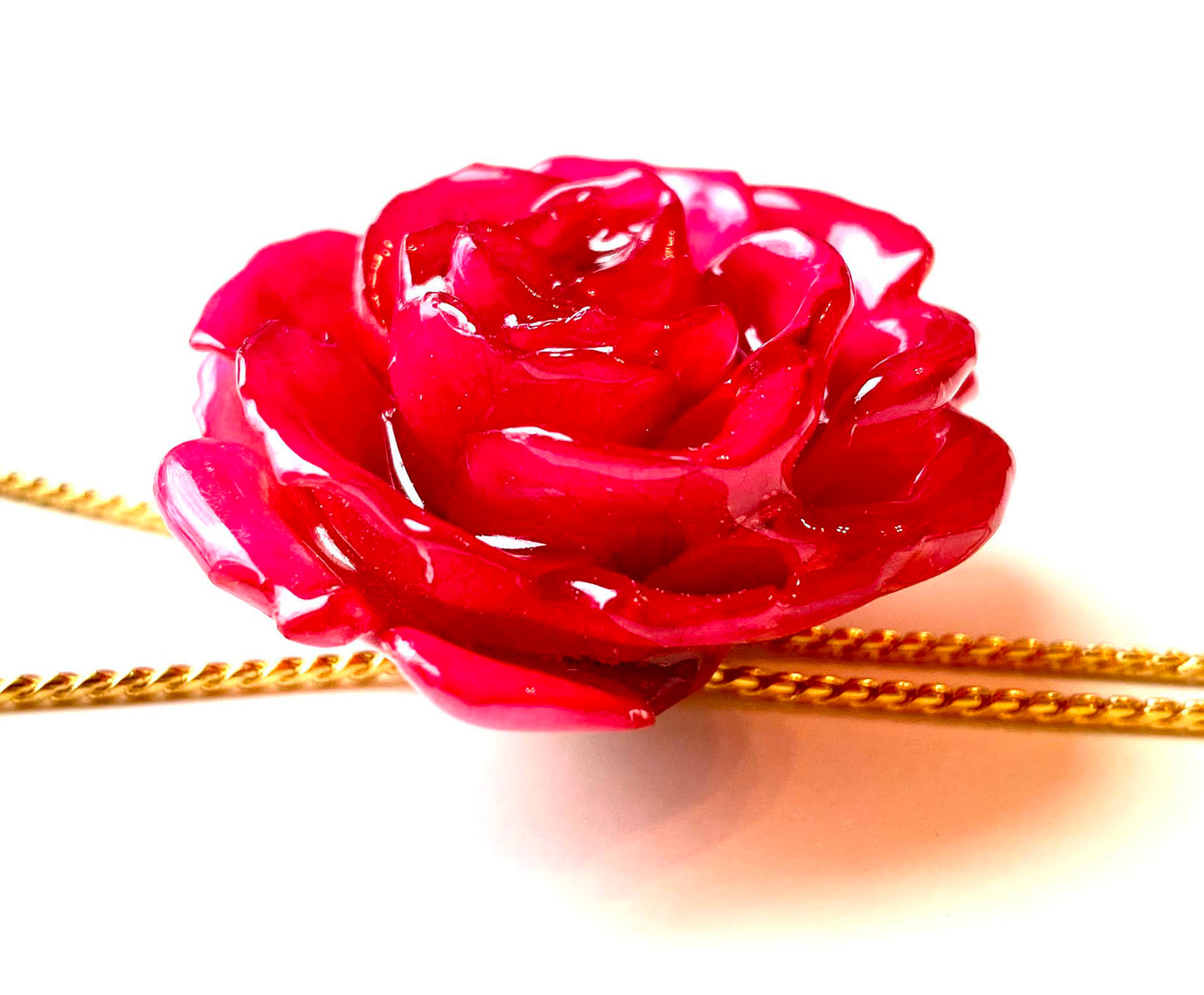 Mini Rose Mini 1.5-2.25 inch Pendant Necklace 18 inch Gold Plated 24K (Pink)