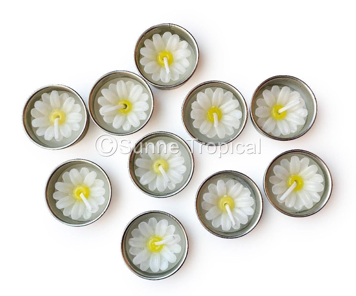 Daisy Flower Set of 10 Tealight Candles (White)