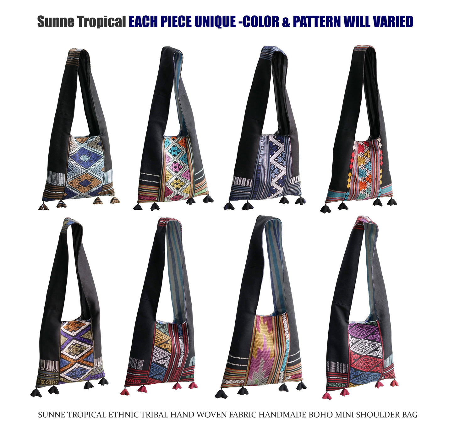 Handwoven Hand-dyed Handmade ETHNICS MINI shoulder bag tote bag Sunne Tropical - BLUE AQUA