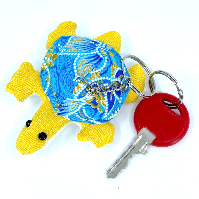 Turtle Tortoise Upcycle Fabric Handmade Keychain Key Rings Bag Accessories Handmade Gift (Random Pack 4)