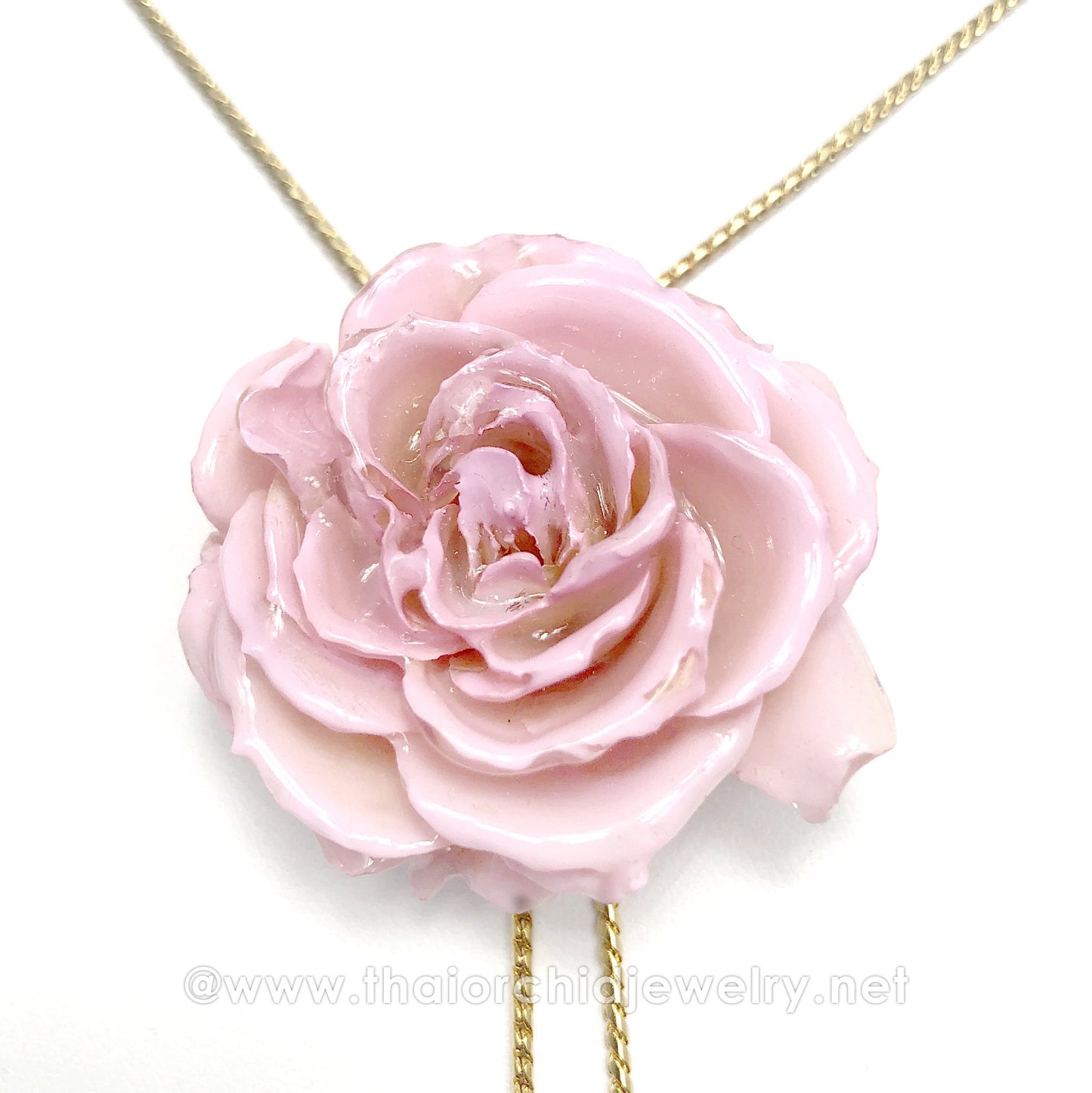 Mini Rose Mini 1.5-2.25 inch Pendant Necklace 18 inch Gold Plated 24K (Baby Pink)