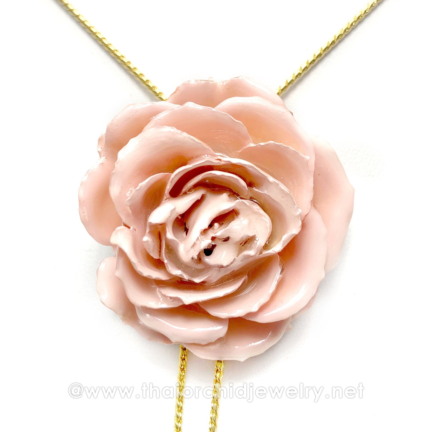 Mini Rose Mini 1.5-2.25 inch Pendant Necklace 18 inch Gold Plated 24K (Peach)