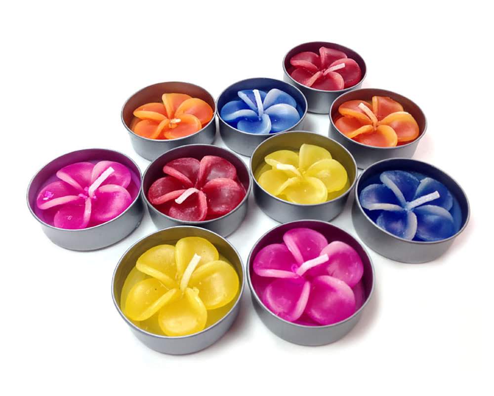 Plumeria Hawaiian Flower Set of 10 Tealight Candles (Orange)
