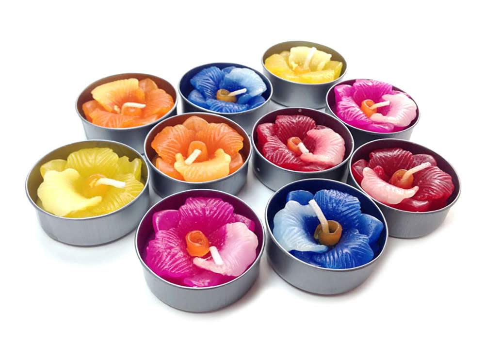 Orchid Cattleya Flower Set of 10 Tealight Candles (Orange)