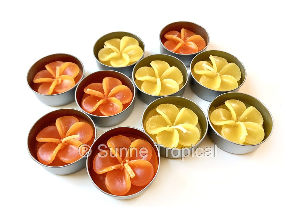 Plumeria Hawaiian Flower Set of 10 Tealight Candles (Orange)