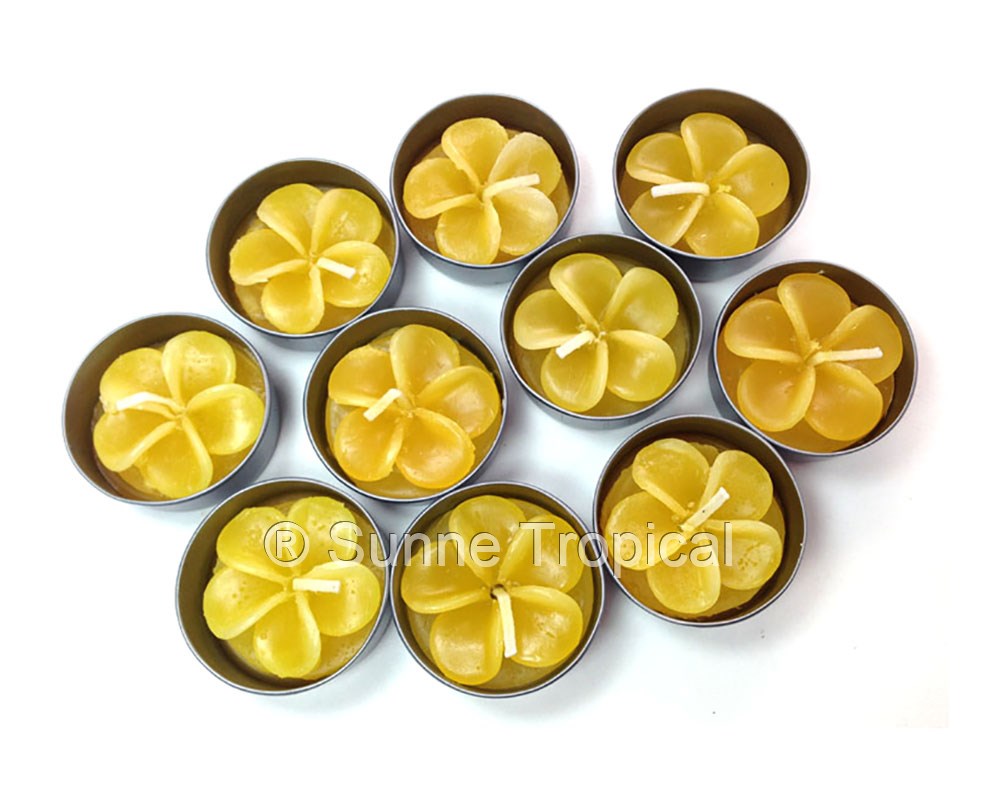 Plumeria Hawaiian Flower Set of 10 Tealight Candles (Yellow)