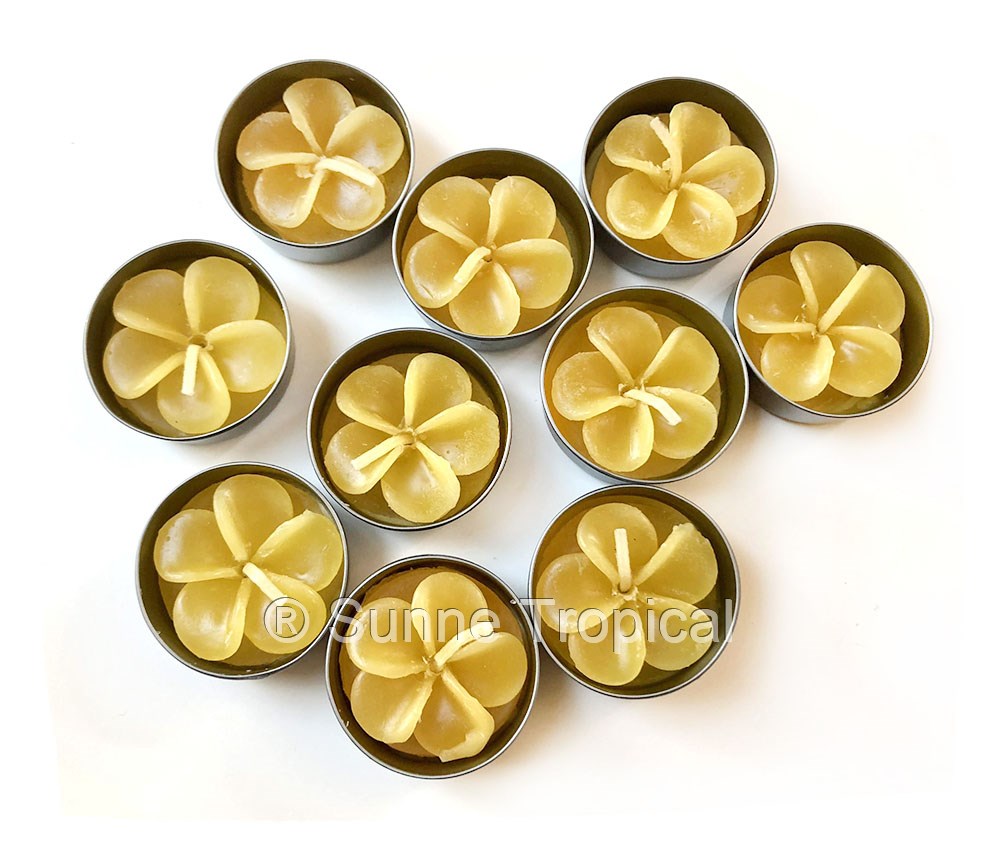 Plumeria Hawaiian Flower Set of 10 Tealight Candles (Yellow)