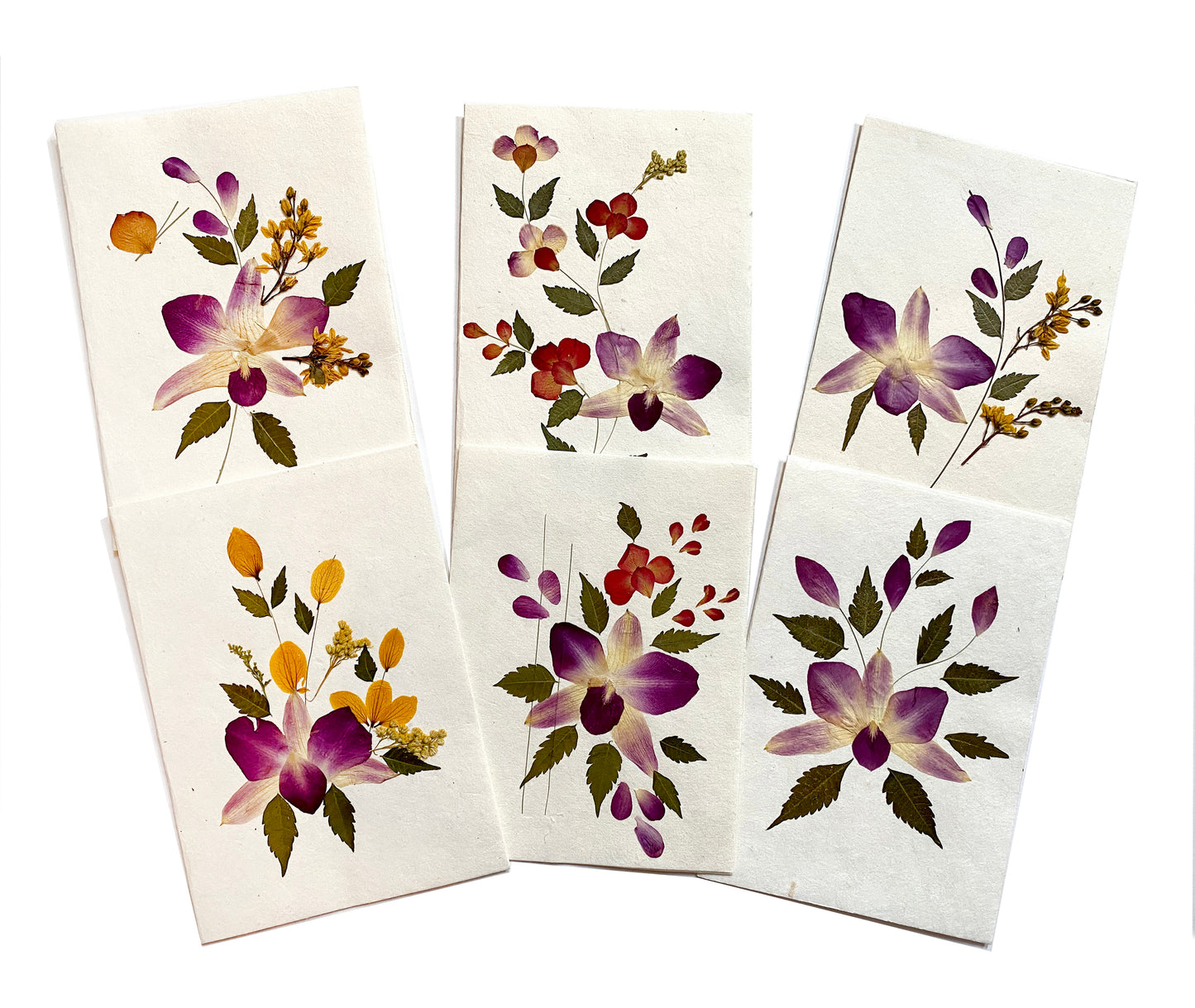 Handmade Mulberry Paper Greeting Card 5x7 Inch Random Pack (3 Orchid Sonia)