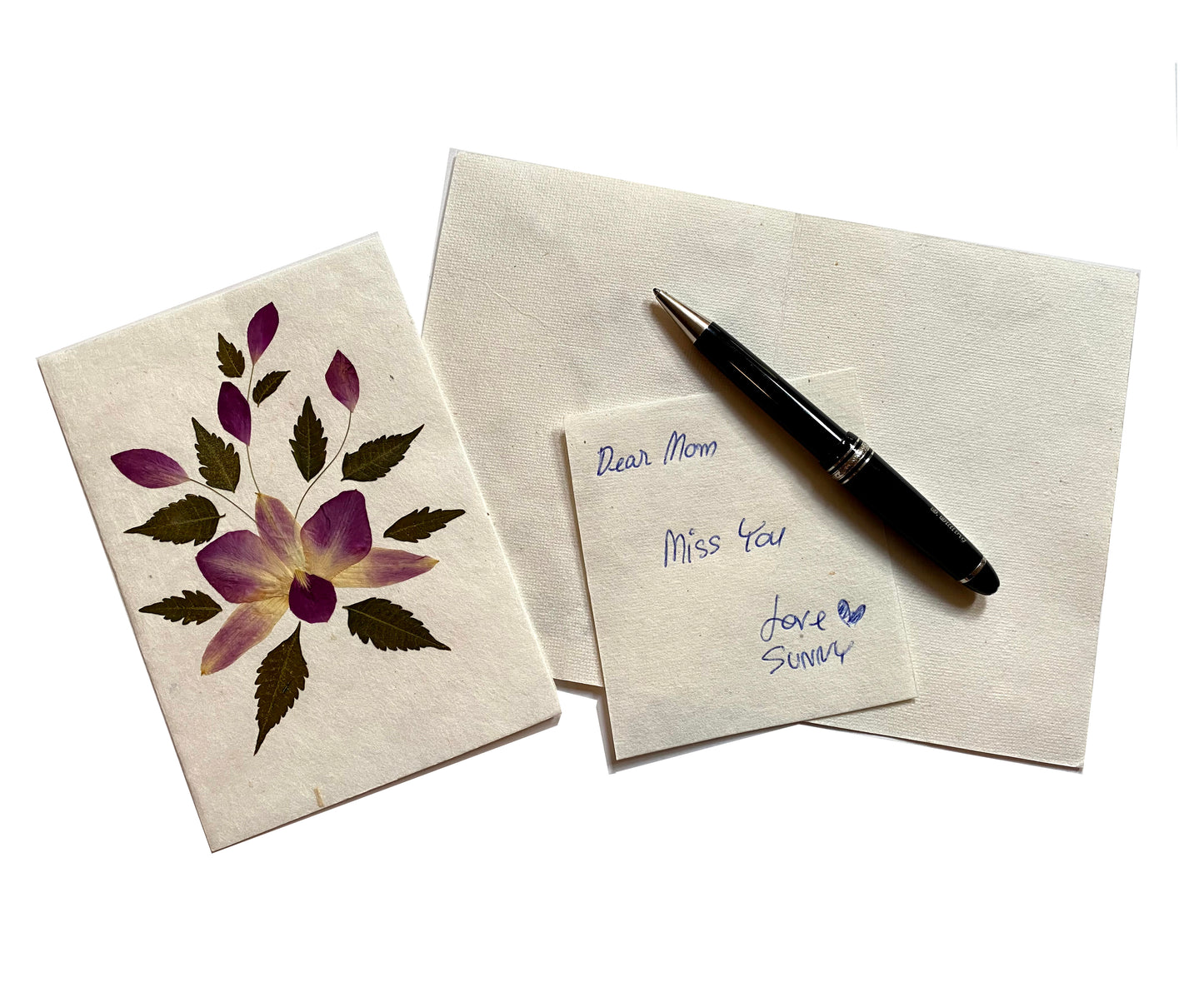 Handmade Mulberry Paper Greeting Card 5x7 Inch Random Pack (3 Orchid Sonia)