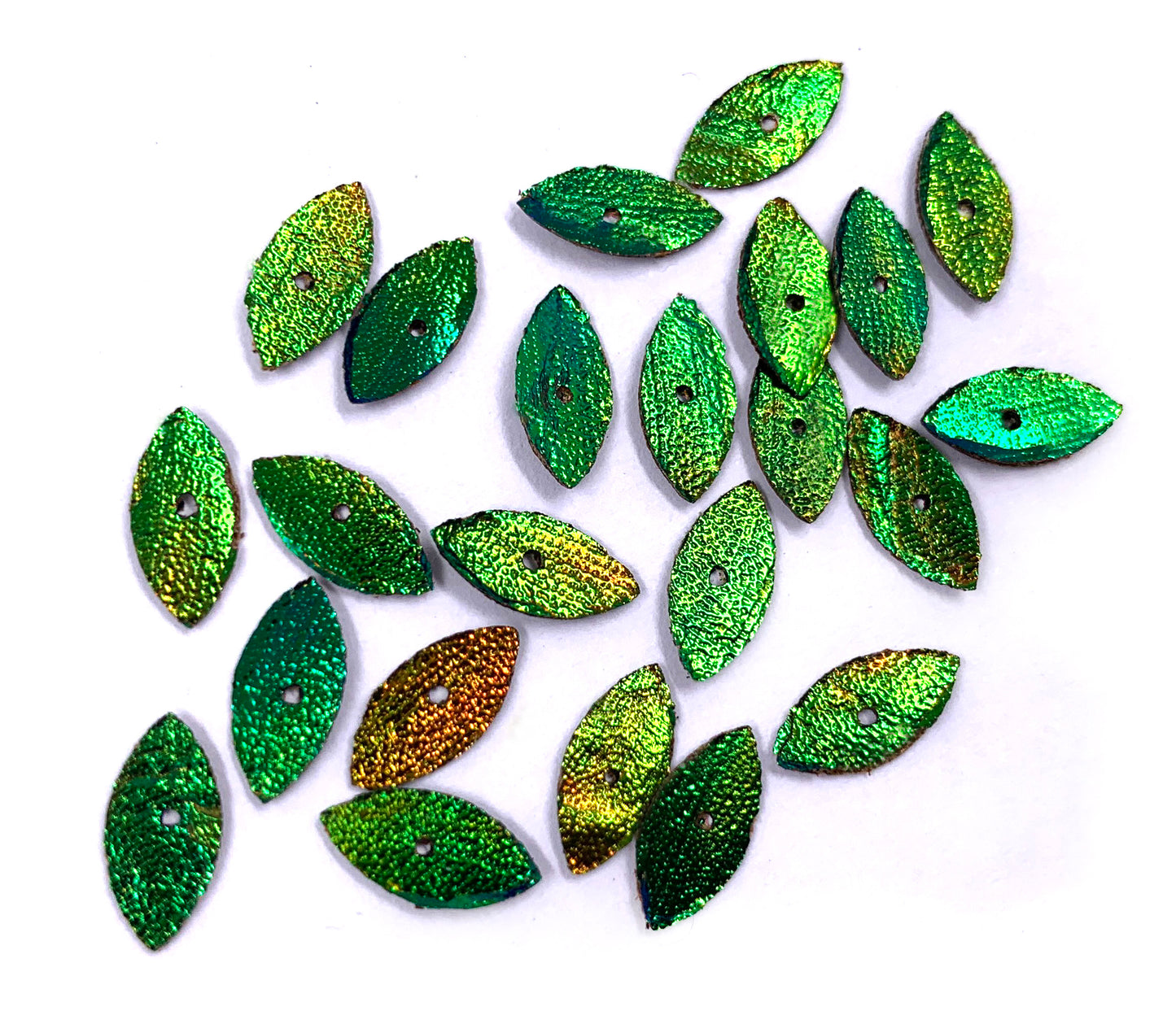Jewel Beetle Wings DRILLED with HOLE 100 Pcs Natural Wings - Rice Grain Marquise 1 CM x 0.5 CM