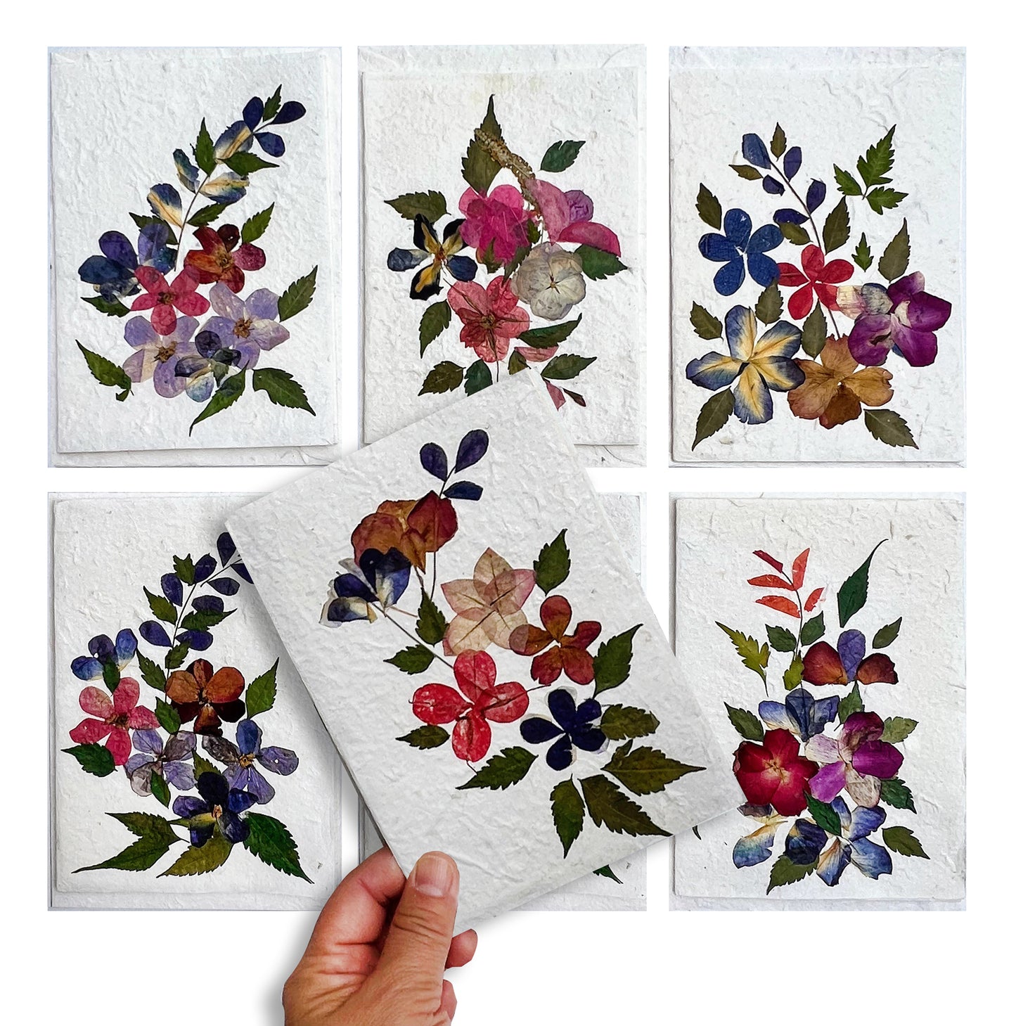 Handmade Mulberry Paper Greeting Card  5x7 Inch Random Pack (6 Random Delight)