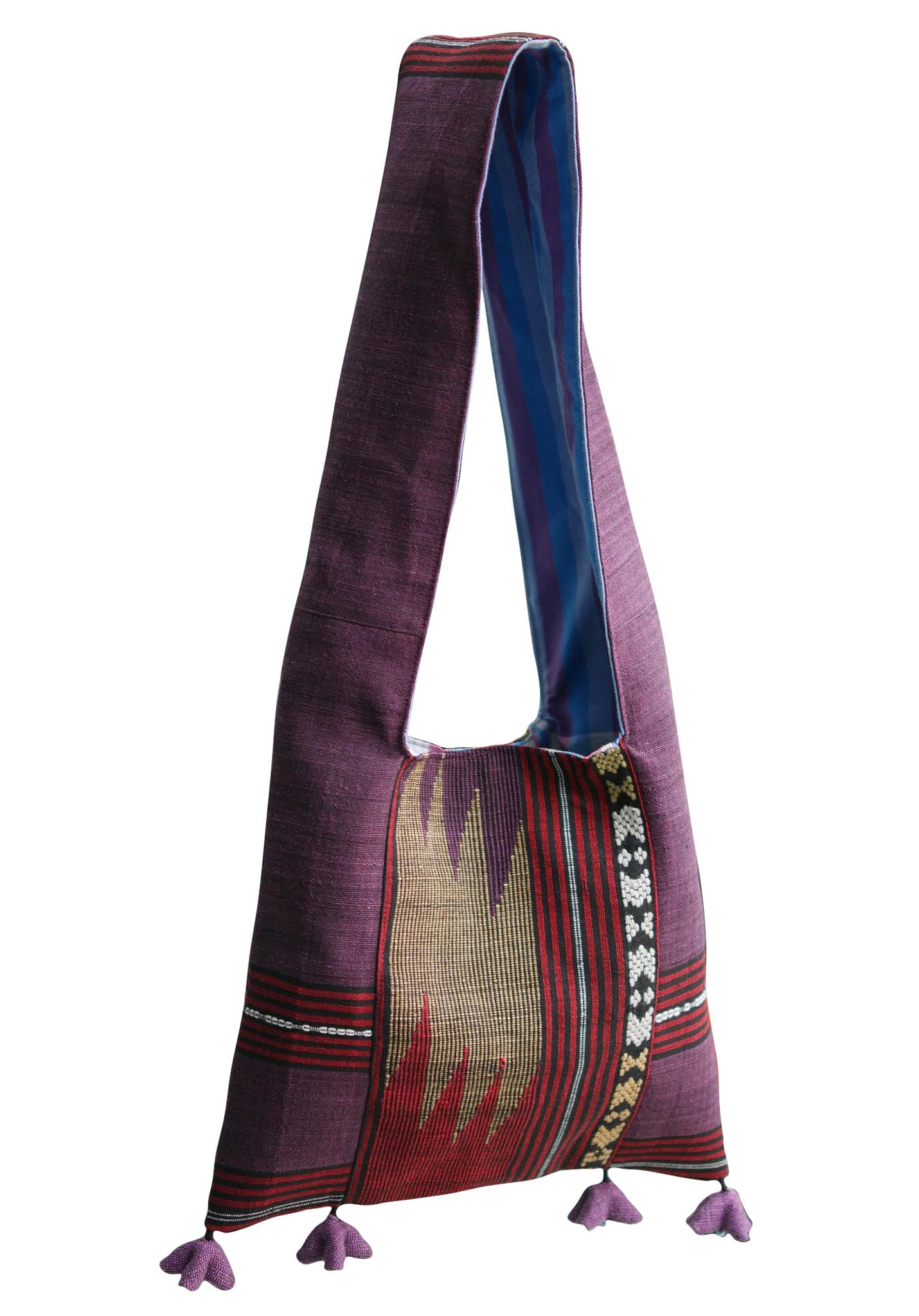 Handwoven Hand-dyed Handmade ETHNICS MINI shoulder bag tote bag Sunne Tropical - DARK PURPLE