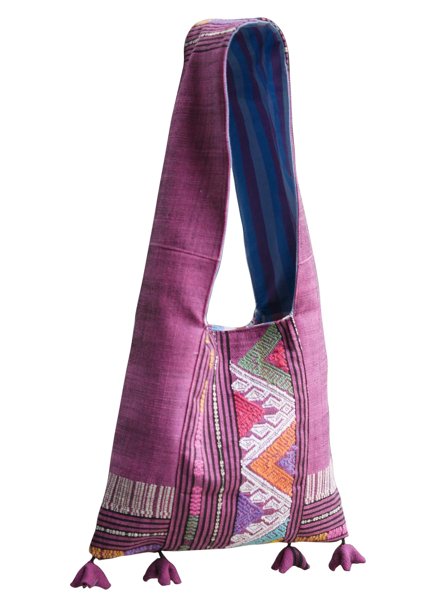 Handwoven Hand-dyed Handmade ETHNICS MINI shoulder bag tote bag Sunne Tropical - PURPLE MAGENTA
