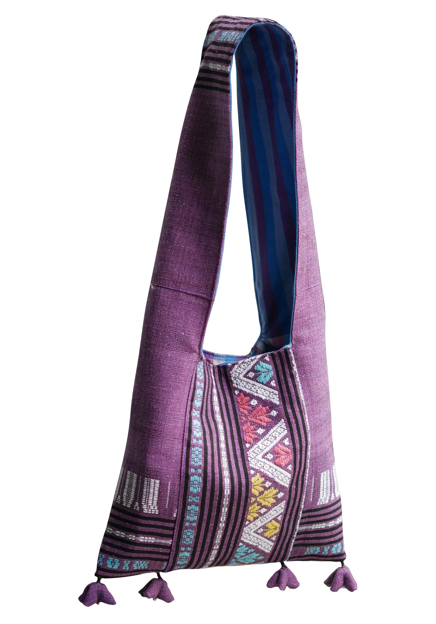Handwoven Hand-dyed Handmade ETHNICS MINI shoulder bag tote bag Sunne Tropical - PURPLE MAUVE