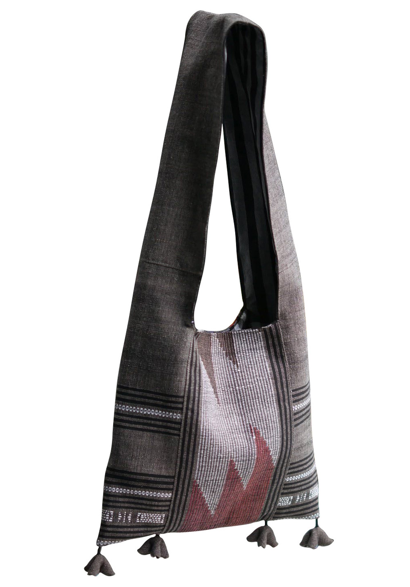 Handwoven Hand-dyed Handmade ETHNICS MINI shoulder bag tote bag Sunne Tropical - ASH GREY