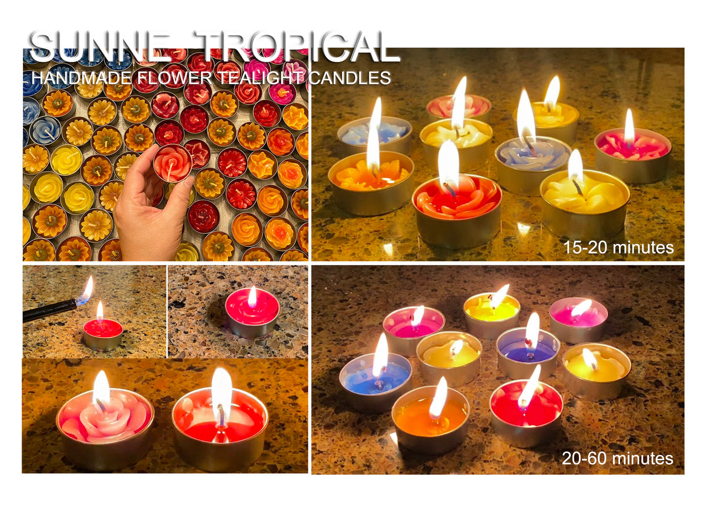 Rose Flower Set of 10 Tealight Candles (Purple)