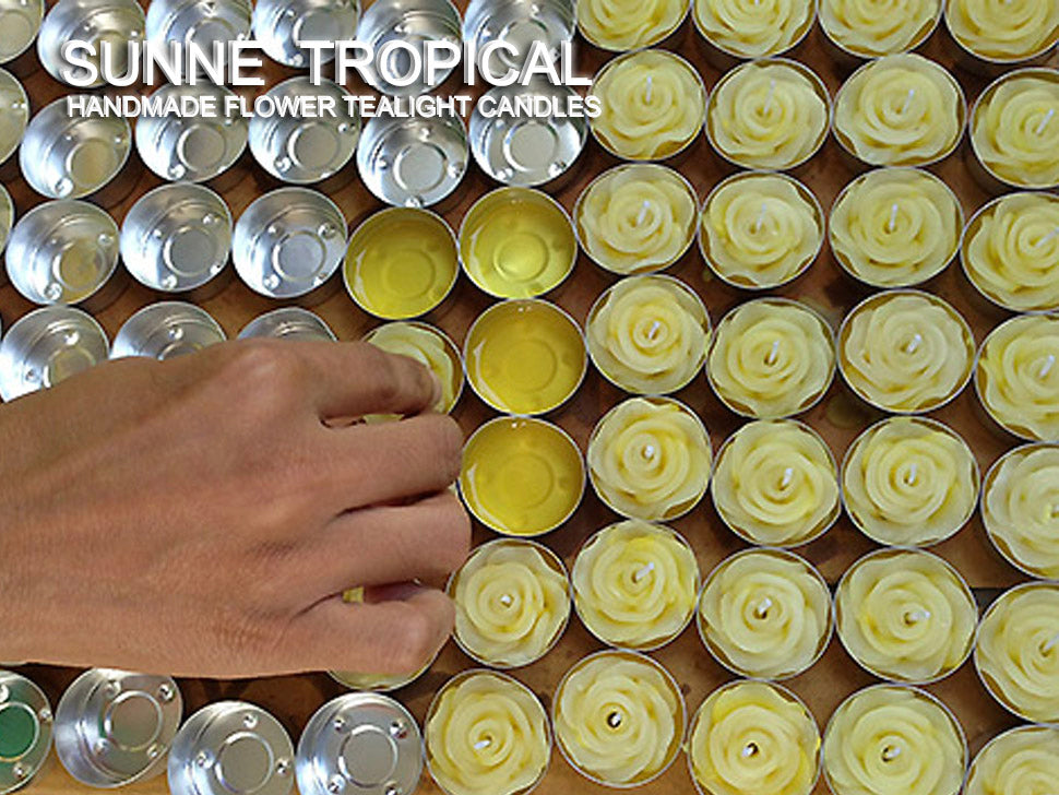 Plumeria Hawaiian Flower Set of 10 Tealight Candles (Yellow)