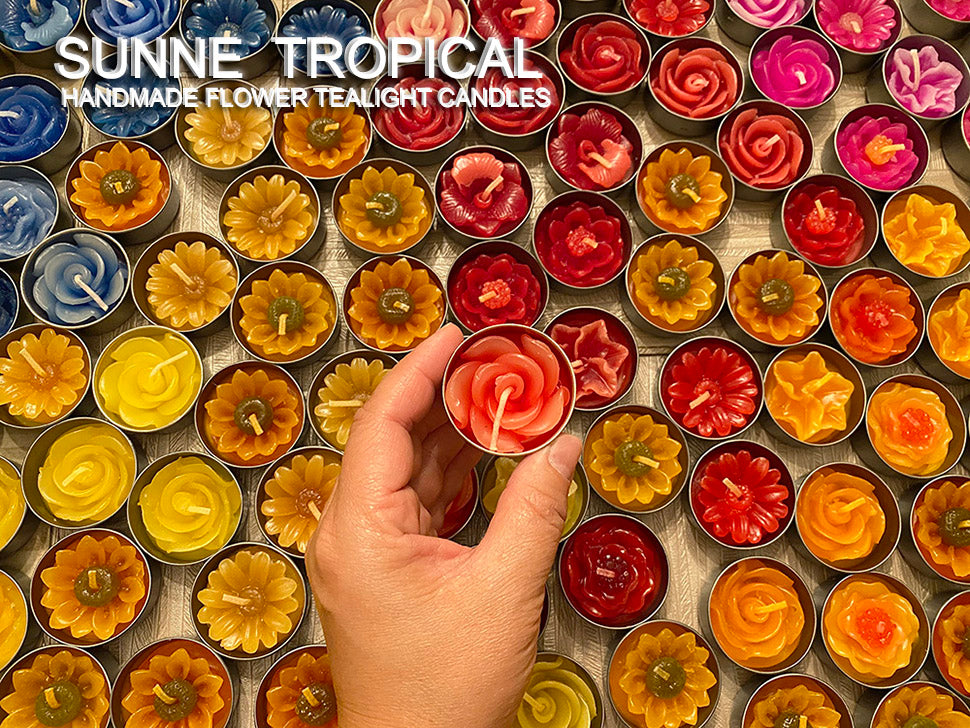Plumeria Hawaiian Flower Set of 10 Tealight Candles (Orange)