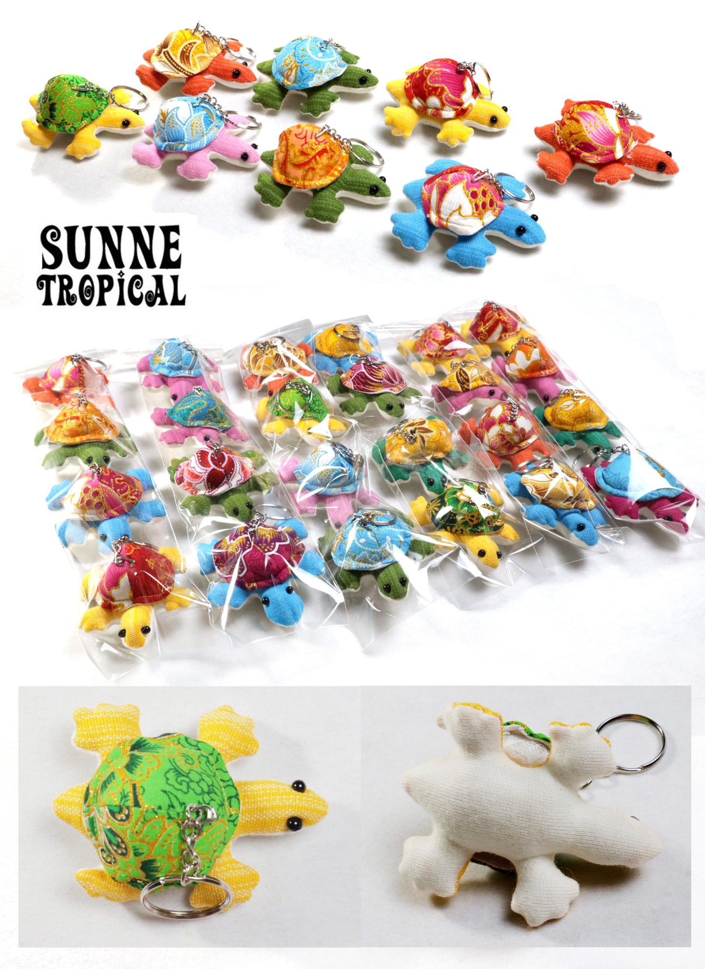 Turtle Tortoise Upcycle Fabric Handmade Keychain Key Rings Bag Accessories Handmade Gift (Random Pack 4)