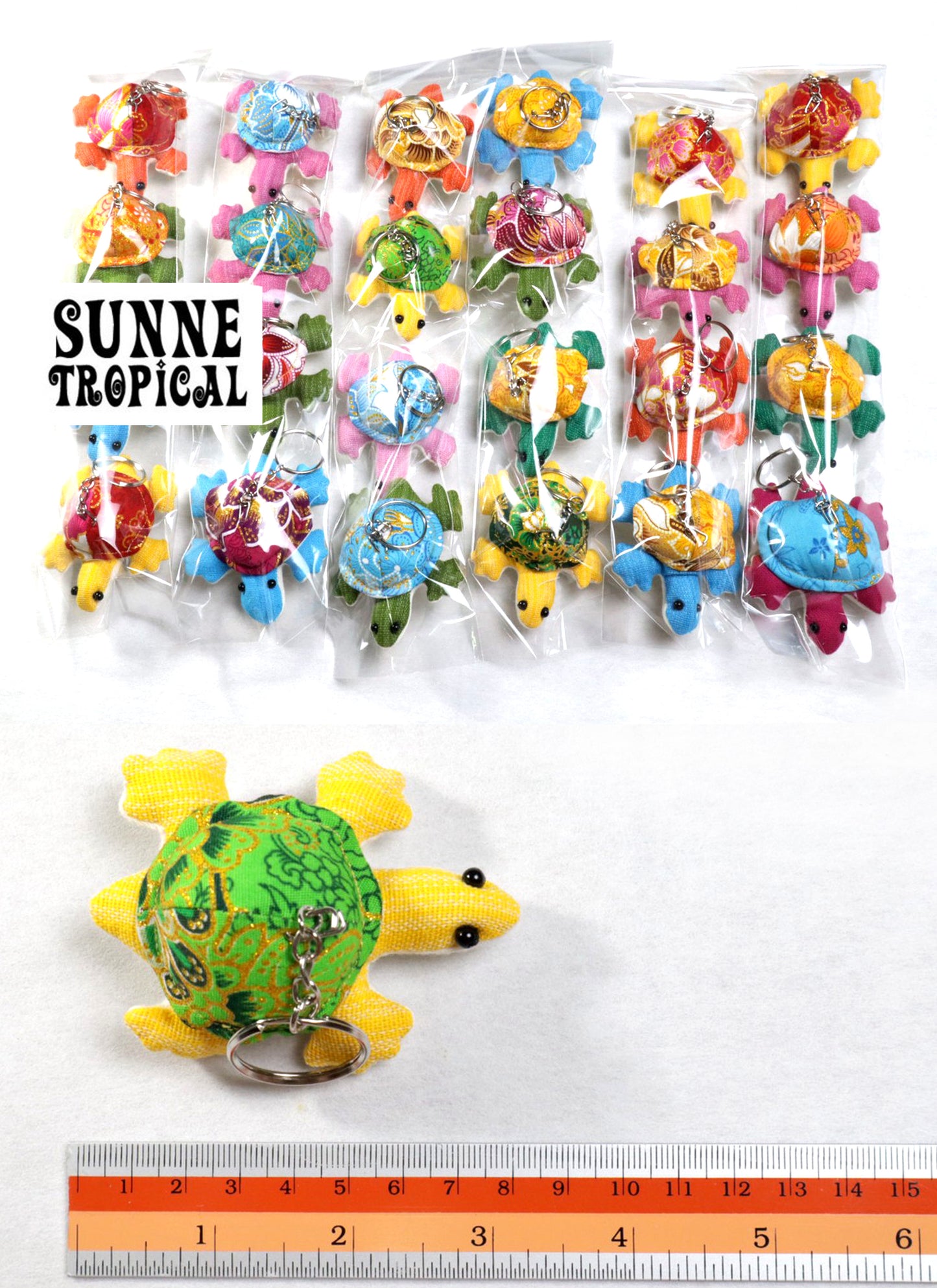 Turtle Tortoise Upcycle Fabric Handmade Keychain Key Rings Bag Accessories Handmade Gift (Random Pack 4)