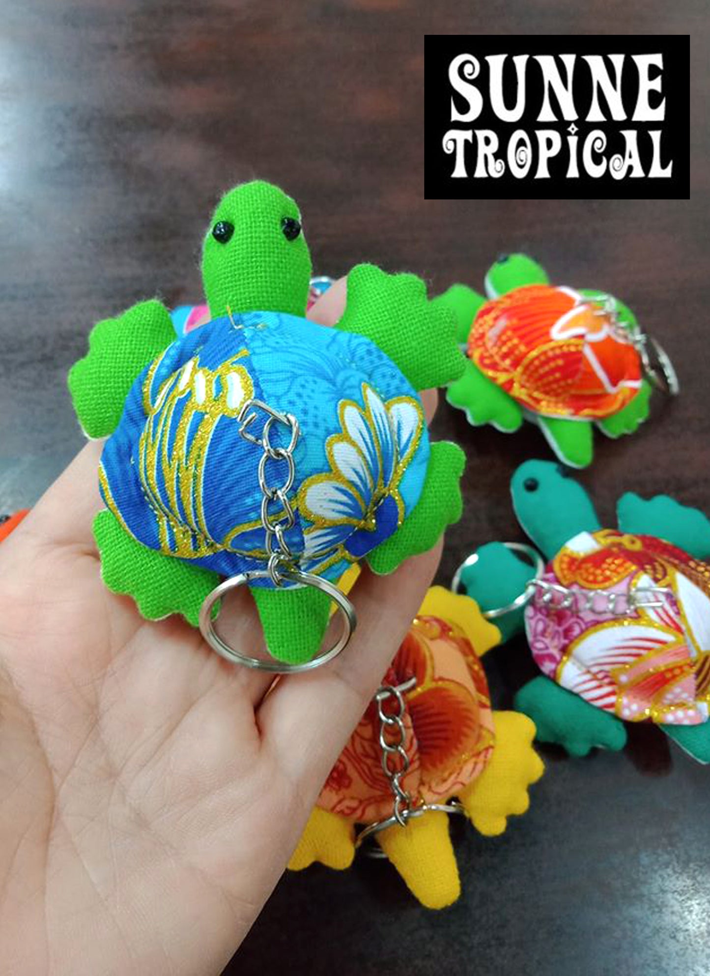 Turtle Tortoise Upcycle Fabric Handmade Keychain Key Rings Bag Accessories Handmade Gift (Random Pack 4)
