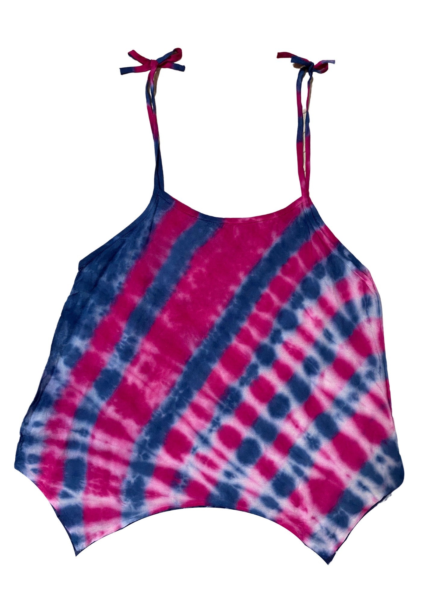Cami Camisole Teen & Women, One Size Free Size Fit 0 to 8, Handmade Tie Dyed - Magenta Pink