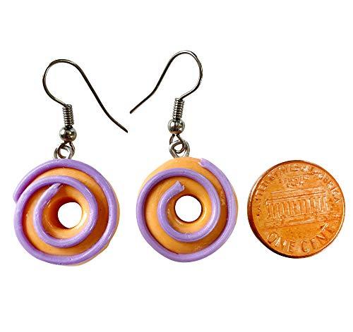 Handmade Doughnut Earrings Food Miniature Donut Earring in RANDOM COLOR Giftbox - Orange Swirl