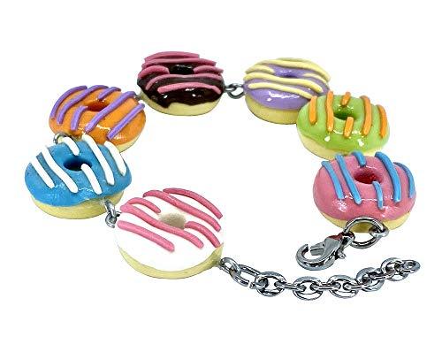 Handmade Doughnut Earrings Food Miniature Donut Earring in RANDOM COLOR Giftbox - Bracelet rainbow Line