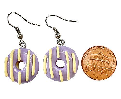 Handmade Doughnut Earrings Food Miniature Donut Earring in RANDOM COLOR Giftbox - Purple Line