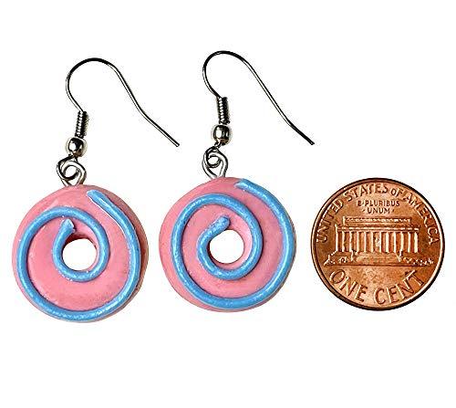 Handmade Doughnut Earrings Food Miniature Donut Earring in RANDOM COLOR Giftbox - Pink Swirl