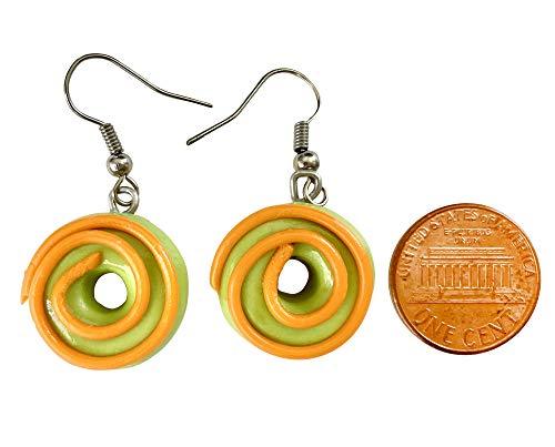 Handmade Doughnut Earrings Food Miniature Donut Earring in RANDOM COLOR Giftbox - Green Swirl