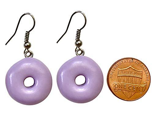 Handmade Doughnut Earrings Food Miniature Donut Earring in RANDOM COLOR Giftbox - Purple