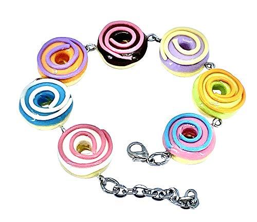 Handmade Doughnut Earrings Food Miniature Donut Earring in RANDOM COLOR Giftbox - Bracelet rainbow swirl