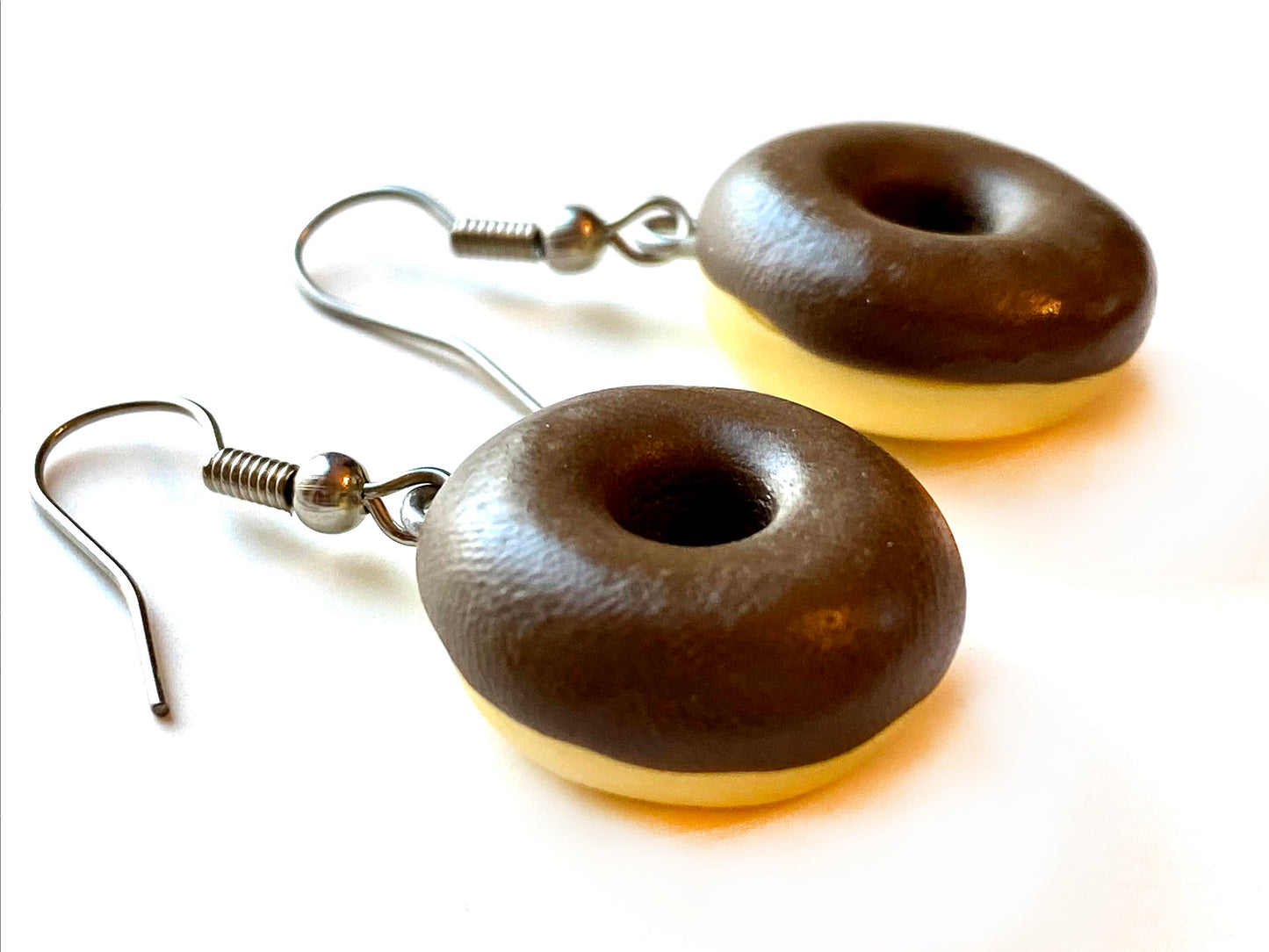 Handmade Doughnut Earrings Food Miniature Donut Earring in RANDOM COLOR Giftbox - Chocolate