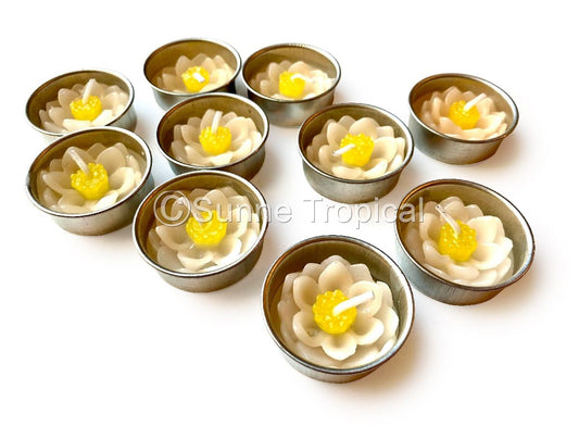 Lotus Flower Set of 10 Tealight Candles  (White)