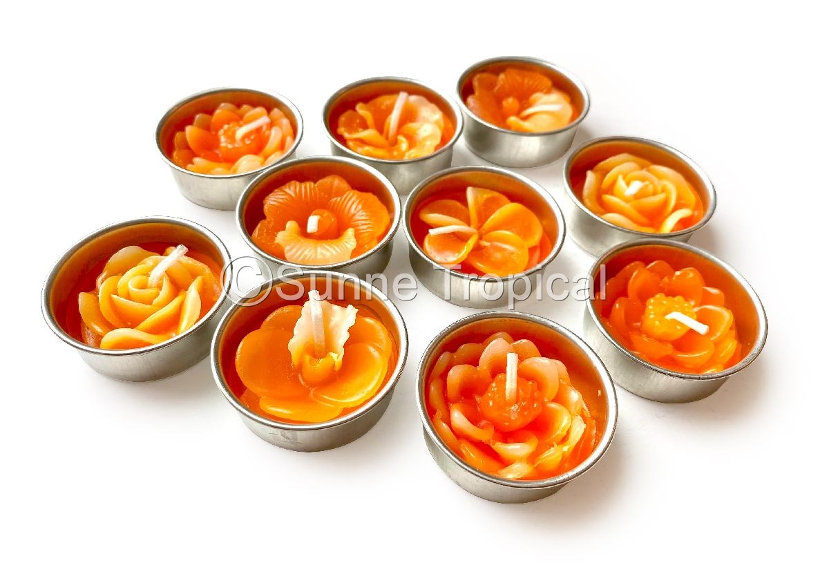 Assort Surprise Pack Flowers Set of 10 Tealight Candles (Orange)