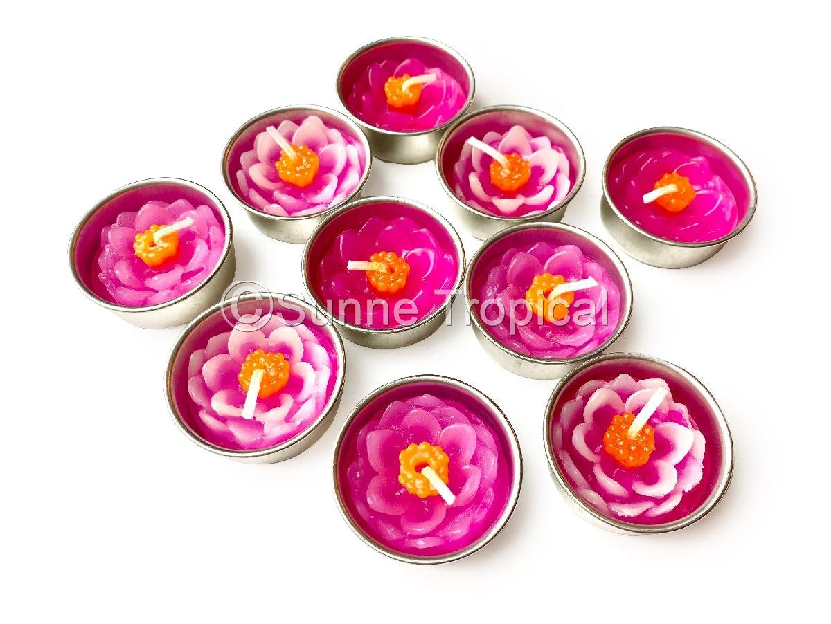 Lotus Flower Set of 10 Tealight Candles  (Pink)
