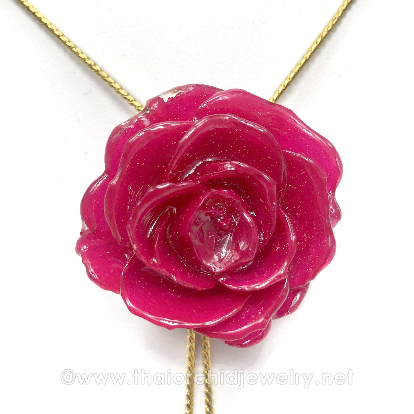 Mini Rose Mini 1.5-2.25 inch Pendant Necklace 18 inch Gold Plated 24K (Pink)