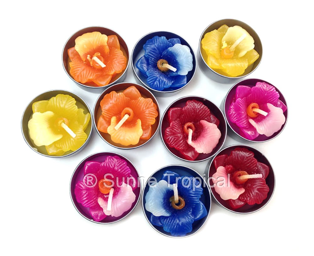 Orchid Cattleya Flower Set of 10 Tealight Candles  (Multi-Color)