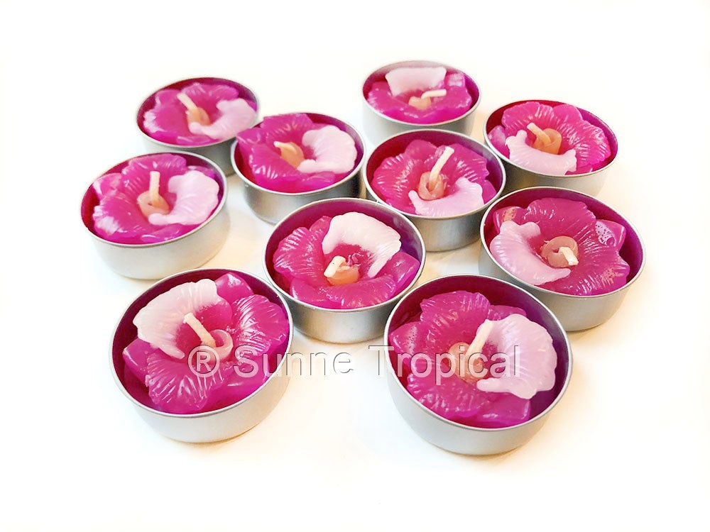 Orchid Cattleya Flower Set of 10 Tealight Candles (Pink)