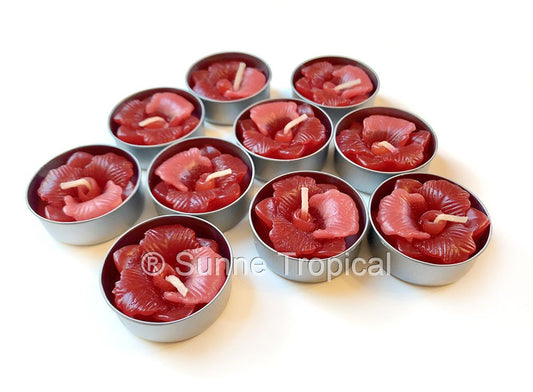 Orchid Cattleya Flower Set of 10 Tealight Candles ( RED )