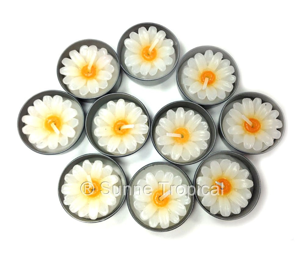 Daisy Flower Set of 10 Tealight Candles (White)