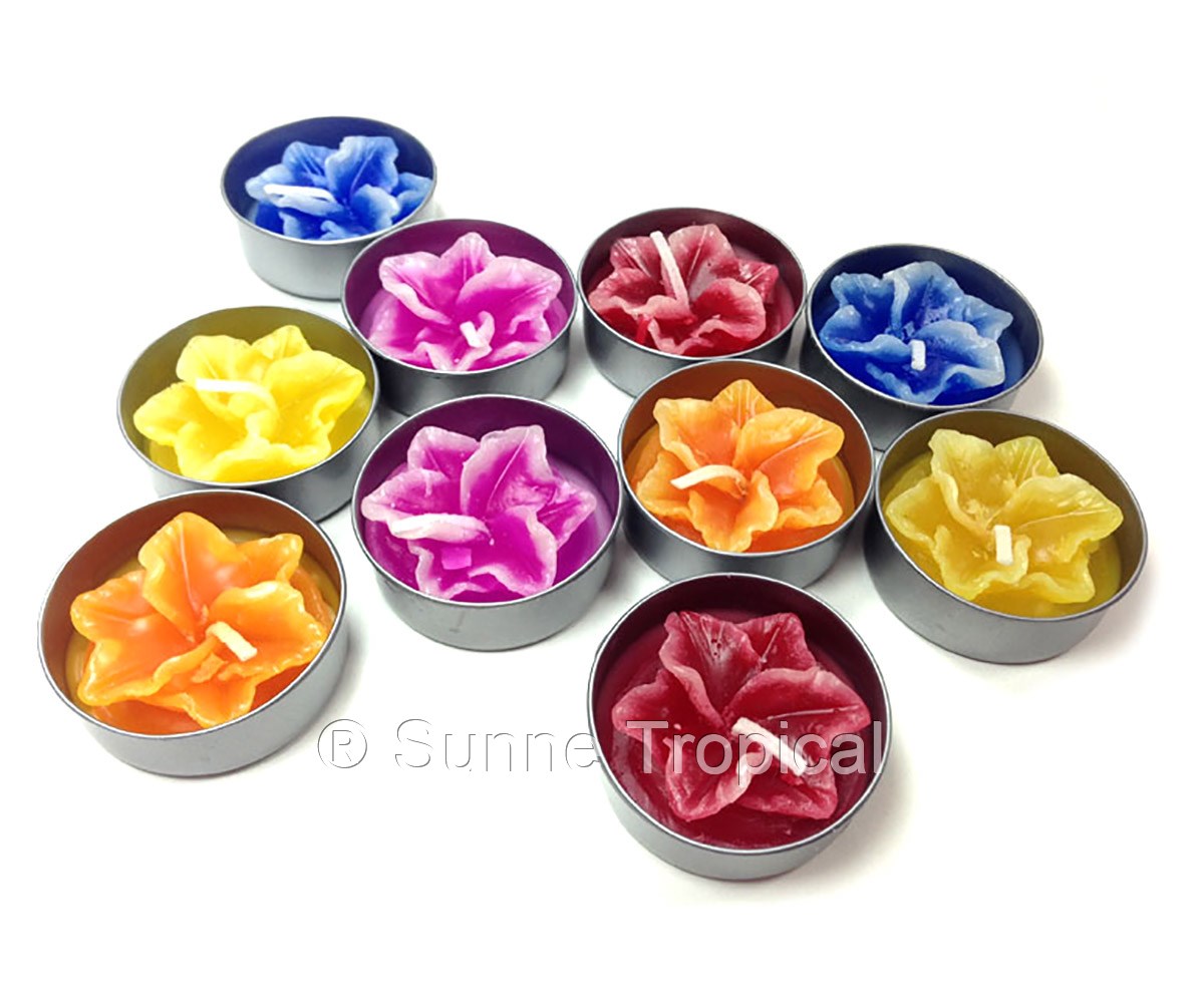 Lily Flower Set of 10 Tealight Candles  (Multi-Color)