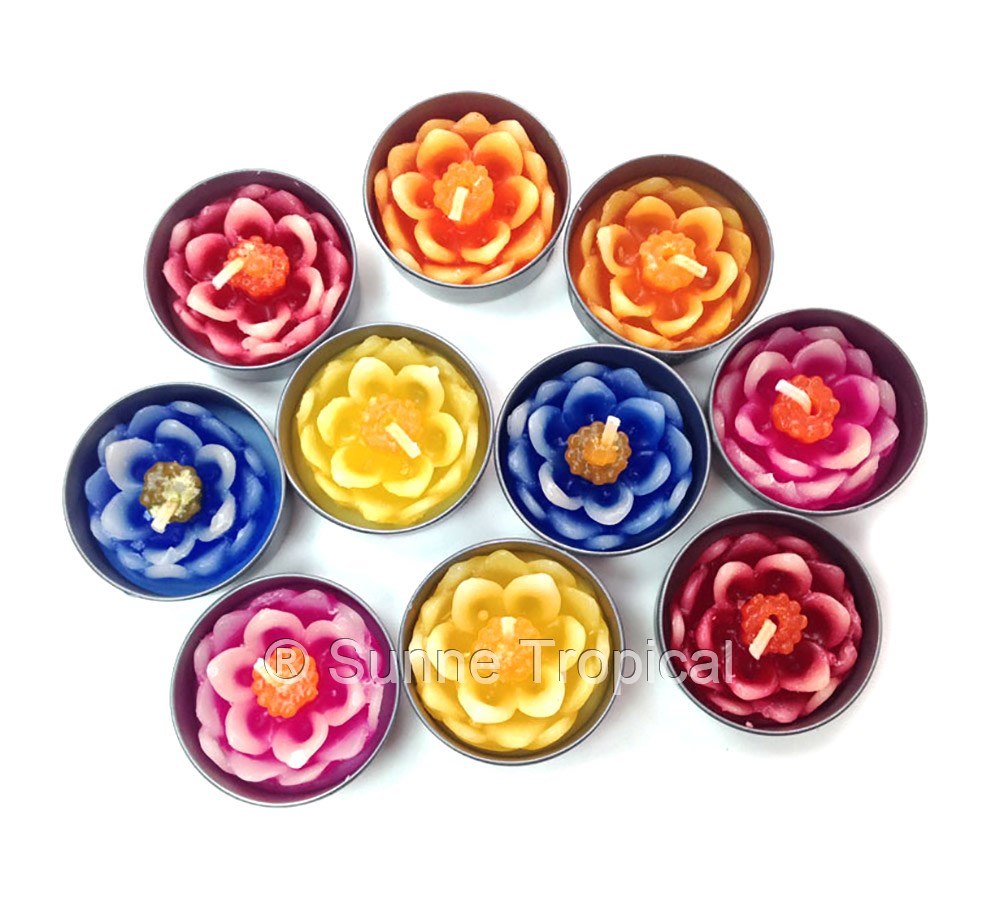 Lotus 2Tone Flower Set of 10 Tealight Candles (Multi-Color)